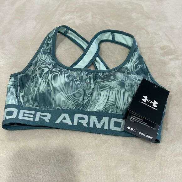 Under Armour Sports Bra Women’s Size XS Printed Cross back Mid Compression Bra - Picture 8 of 10